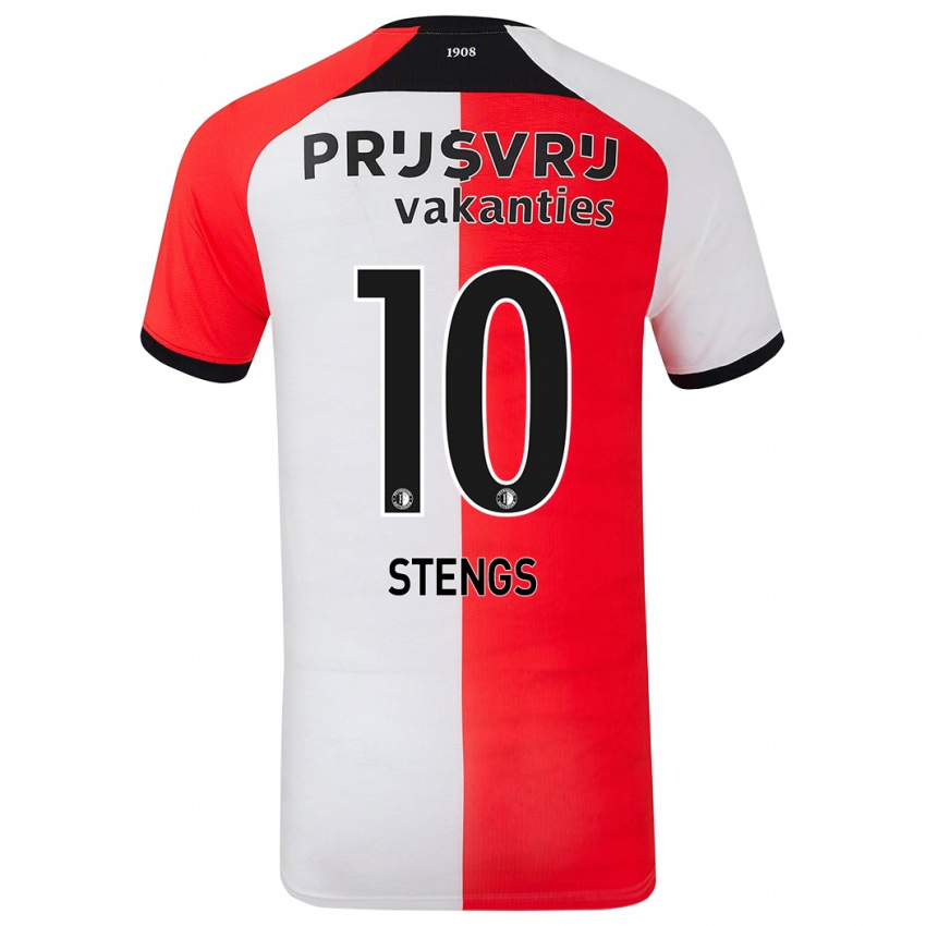 Gyermek Calvin Stengs #10 Piros Fehér Hazai Jersey 2024/25 Mez Póló Ing