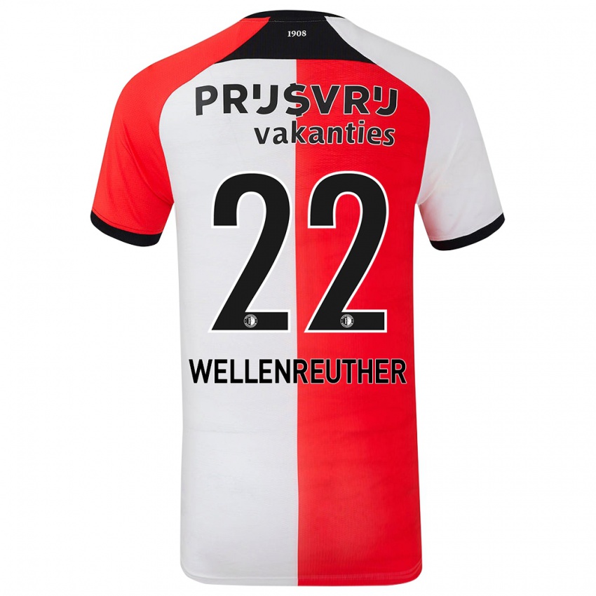 Gyermek Timon Wellenreuther #22 Piros Fehér Hazai Jersey 2024/25 Mez Póló Ing