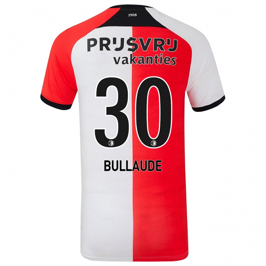 Gyermek Ezequiel Bullaude #30 Piros Fehér Hazai Jersey 2024/25 Mez Póló Ing