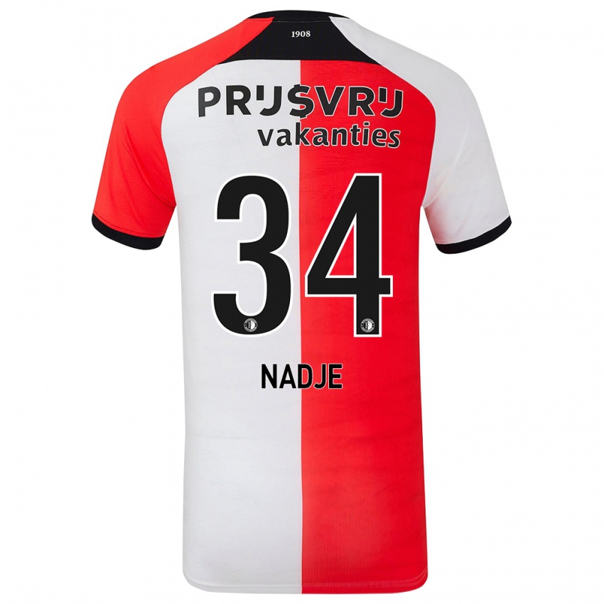 Gyermek Chris-Kévin Nadje #34 Piros Fehér Hazai Jersey 2024/25 Mez Póló Ing