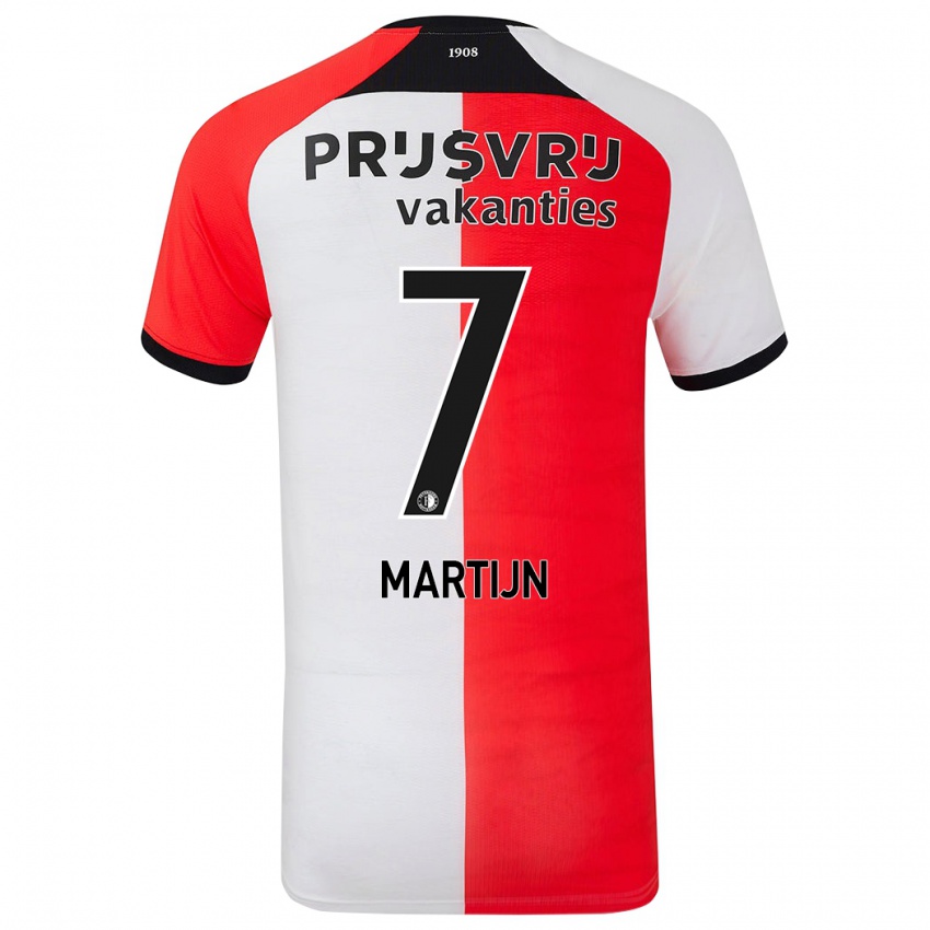 Gyermek Rowendley Martijn #7 Piros Fehér Hazai Jersey 2024/25 Mez Póló Ing