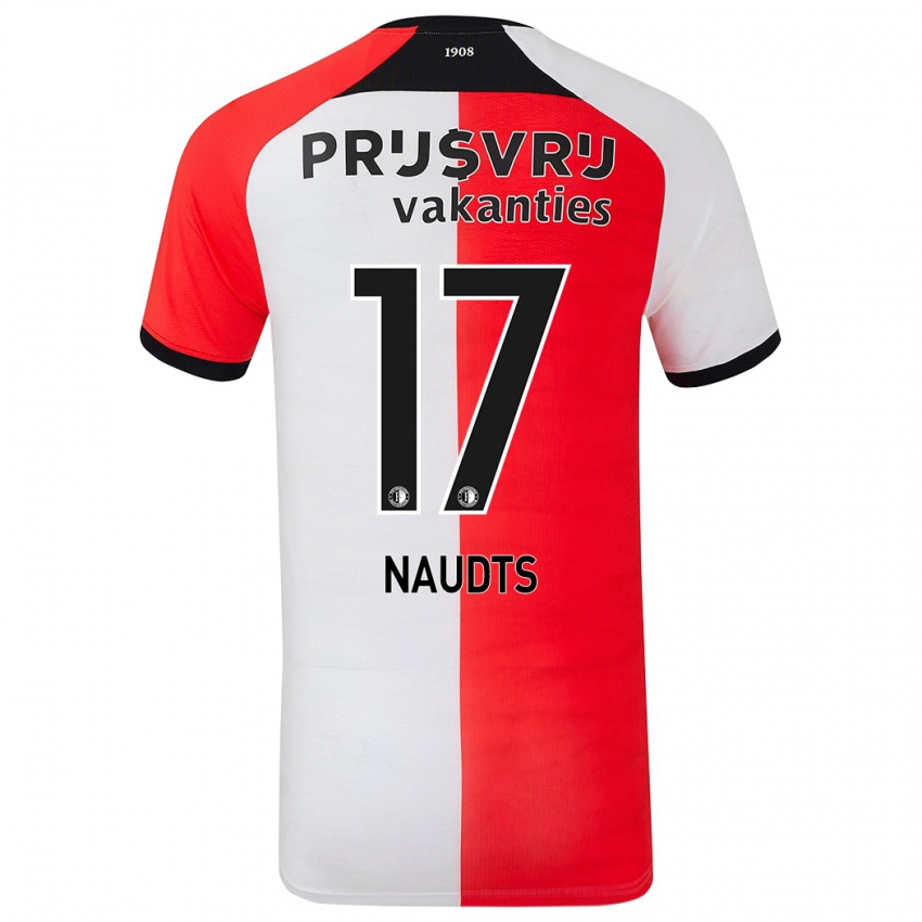 Gyermek Jamir Naudts #17 Piros Fehér Hazai Jersey 2024/25 Mez Póló Ing