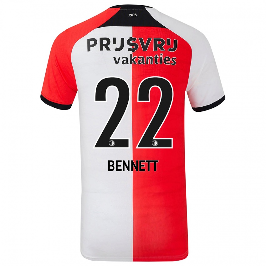 Gyermek Walter Bennett #22 Piros Fehér Hazai Jersey 2024/25 Mez Póló Ing