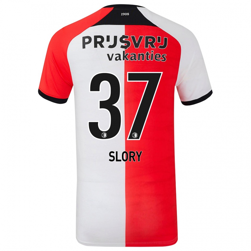 Gyermek Jaden Slory #37 Piros Fehér Hazai Jersey 2024/25 Mez Póló Ing