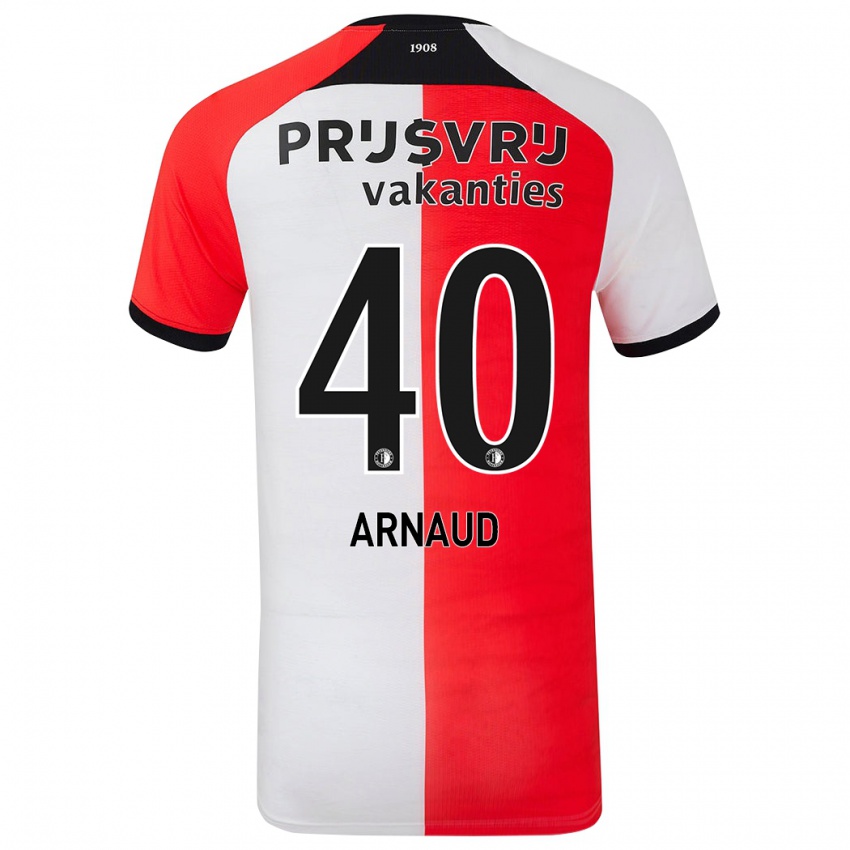 Gyermek Lugene Arnaud #40 Piros Fehér Hazai Jersey 2024/25 Mez Póló Ing