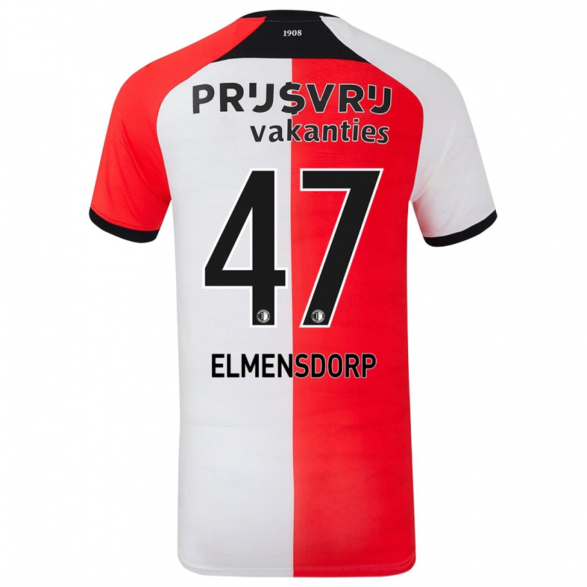 Gyermek Paris Elmensdorp #47 Piros Fehér Hazai Jersey 2024/25 Mez Póló Ing