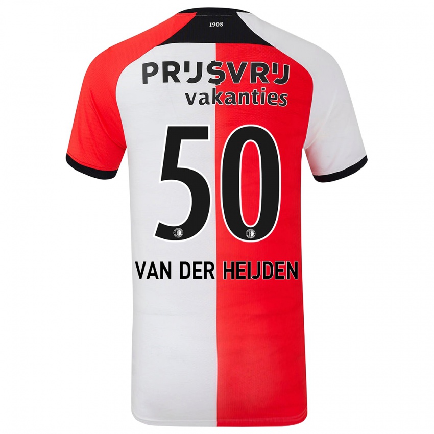 Gyermek Delano Van Der Heijden #50 Piros Fehér Hazai Jersey 2024/25 Mez Póló Ing