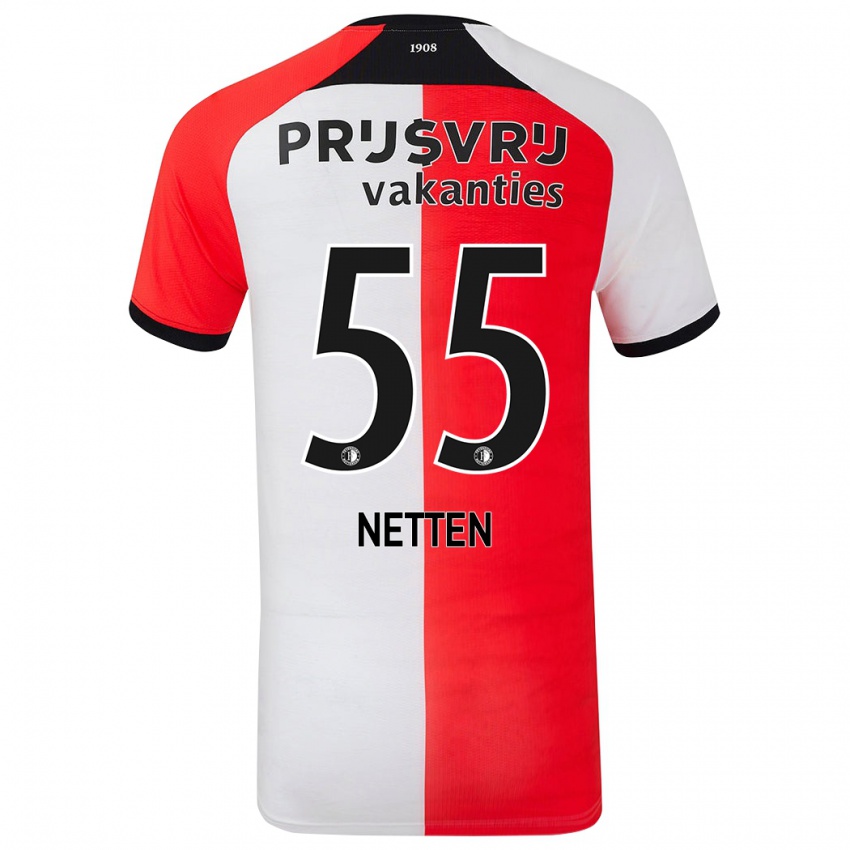 Gyermek Luc Netten #55 Piros Fehér Hazai Jersey 2024/25 Mez Póló Ing