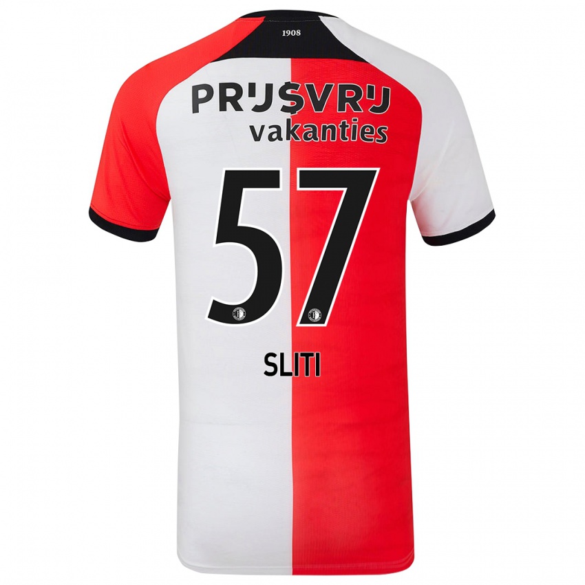 Gyermek Aymen Sliti #57 Piros Fehér Hazai Jersey 2024/25 Mez Póló Ing