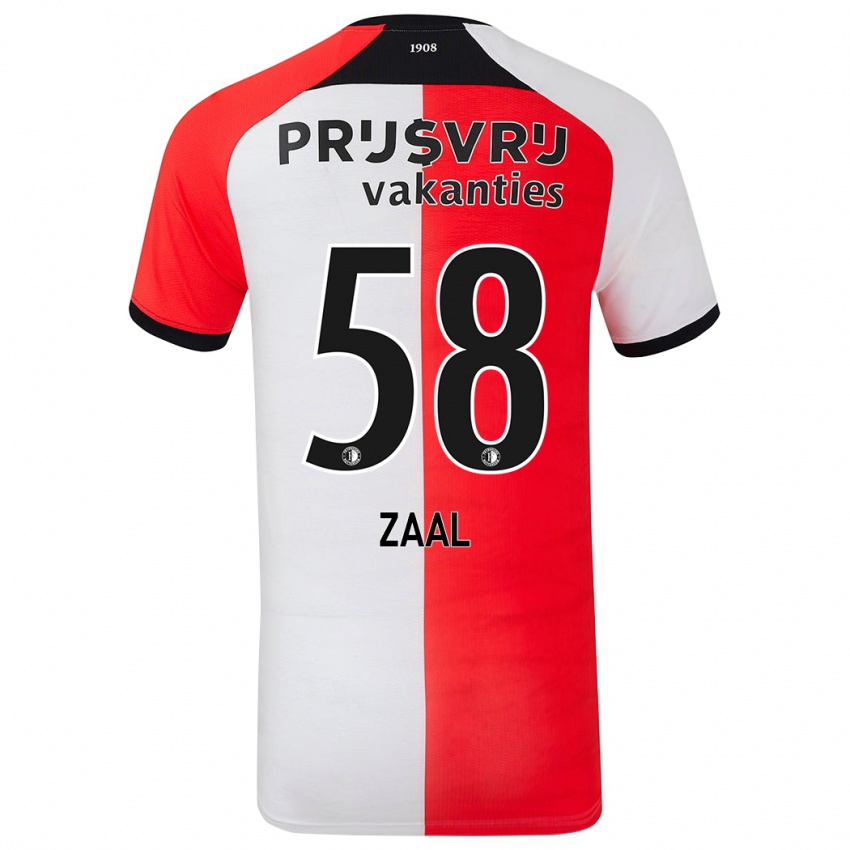 Gyermek Timo Zaal #58 Piros Fehér Hazai Jersey 2024/25 Mez Póló Ing