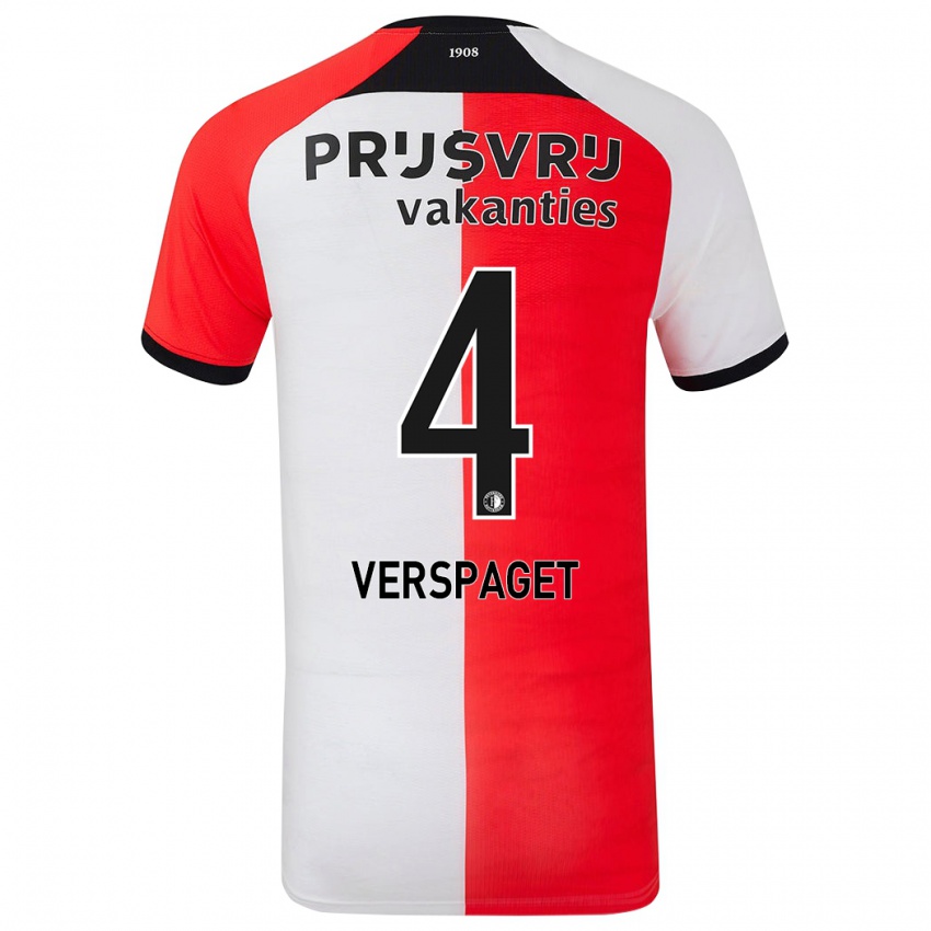 Gyermek Amber Verspaget #4 Piros Fehér Hazai Jersey 2024/25 Mez Póló Ing