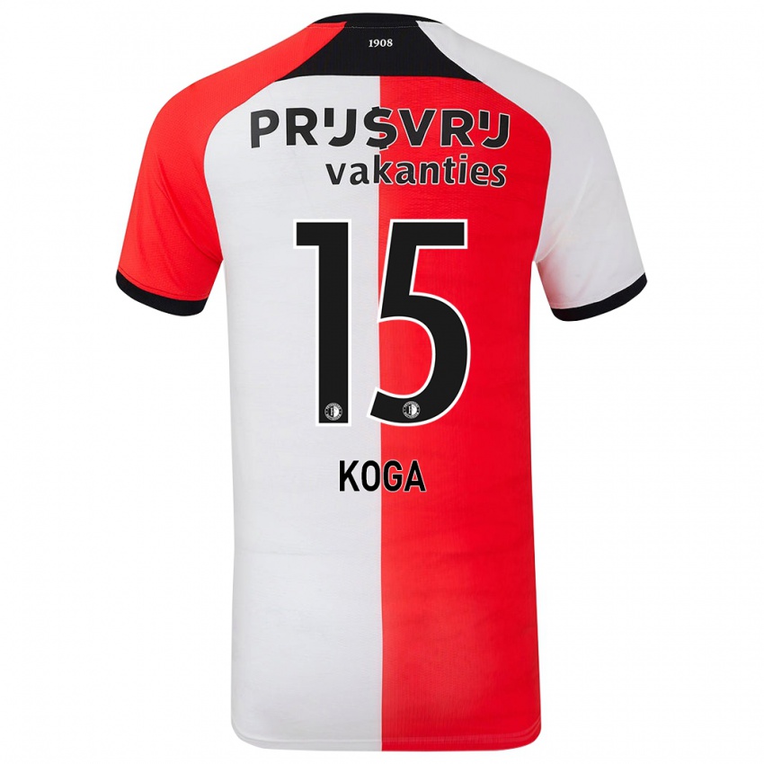 Gyermek Tōko Koga #15 Piros Fehér Hazai Jersey 2024/25 Mez Póló Ing