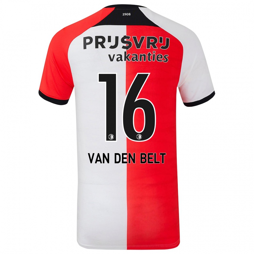 Gyermek Thomas Van Den Belt #16 Piros Fehér Hazai Jersey 2024/25 Mez Póló Ing