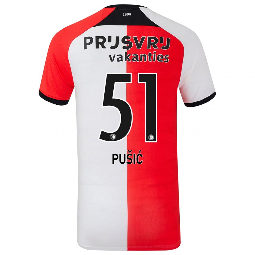 Gyermek Noah Pušić #51 Piros Fehér Hazai Jersey 2024/25 Mez Póló Ing