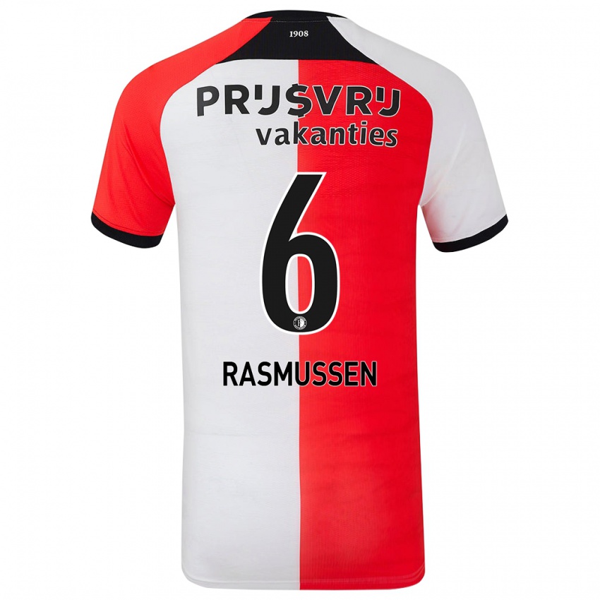 Gyermek Jacob Rasmussen #6 Piros Fehér Hazai Jersey 2024/25 Mez Póló Ing