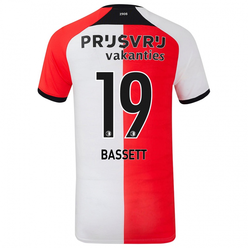 Gyermek Cole Bassett #19 Piros Fehér Hazai Jersey 2024/25 Mez Póló Ing