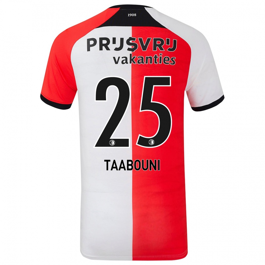 Gyermek Mohamed Taabouni #25 Piros Fehér Hazai Jersey 2024/25 Mez Póló Ing