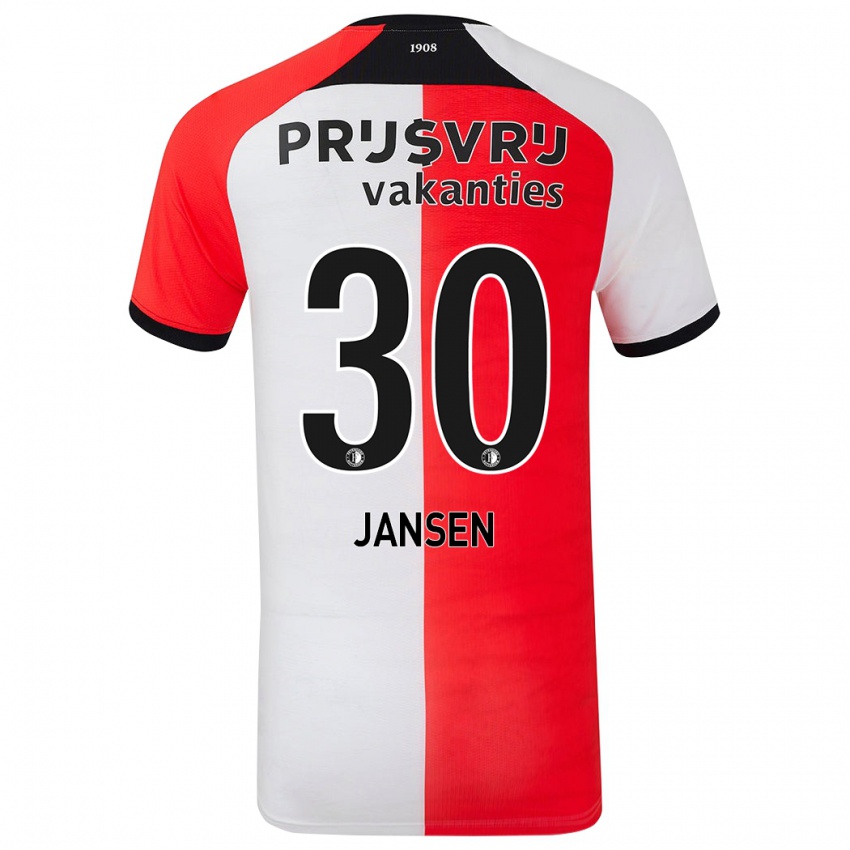 Gyermek Thijs Jansen #30 Piros Fehér Hazai Jersey 2024/25 Mez Póló Ing