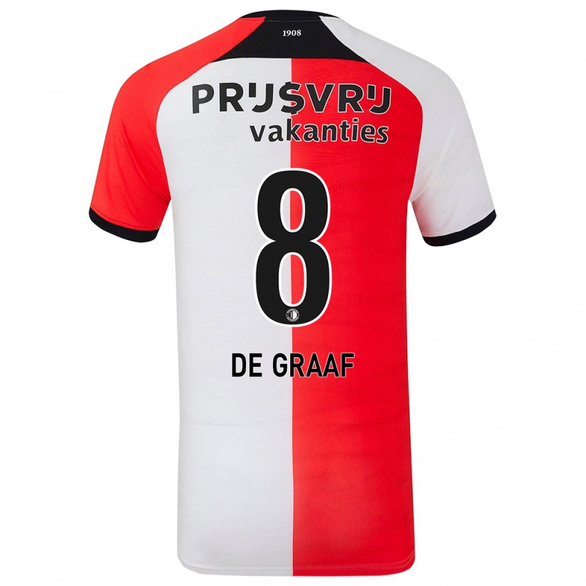 Gyermek Esmee De Graaf #8 Piros Fehér Hazai Jersey 2024/25 Mez Póló Ing