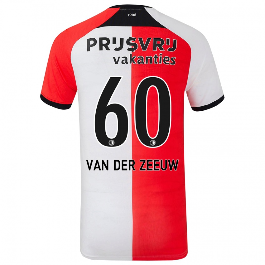 Gyermek Twan Van Der Zeeuw #60 Piros Fehér Hazai Jersey 2024/25 Mez Póló Ing