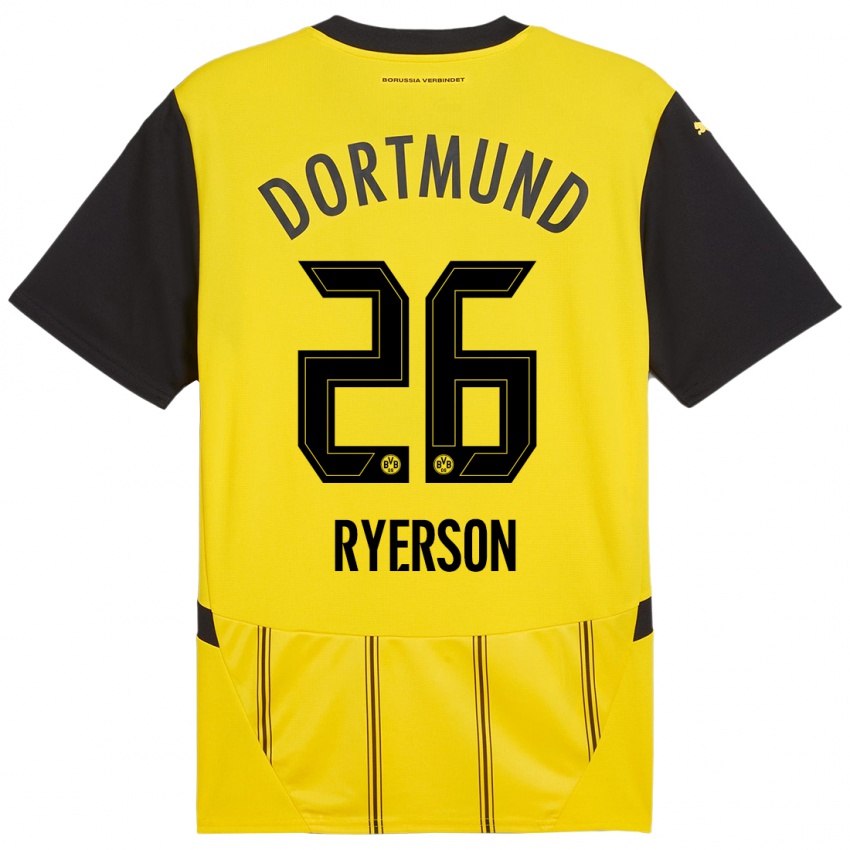 Gyermek Julian Ryerson #26 Sárga Fekete Hazai Jersey 2024/25 Mez Póló Ing