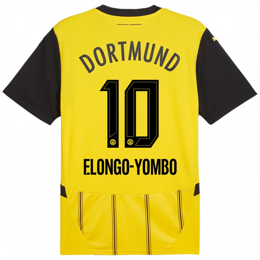 Gyermek Rodney Elongo-Yombo #10 Sárga Fekete Hazai Jersey 2024/25 Mez Póló Ing