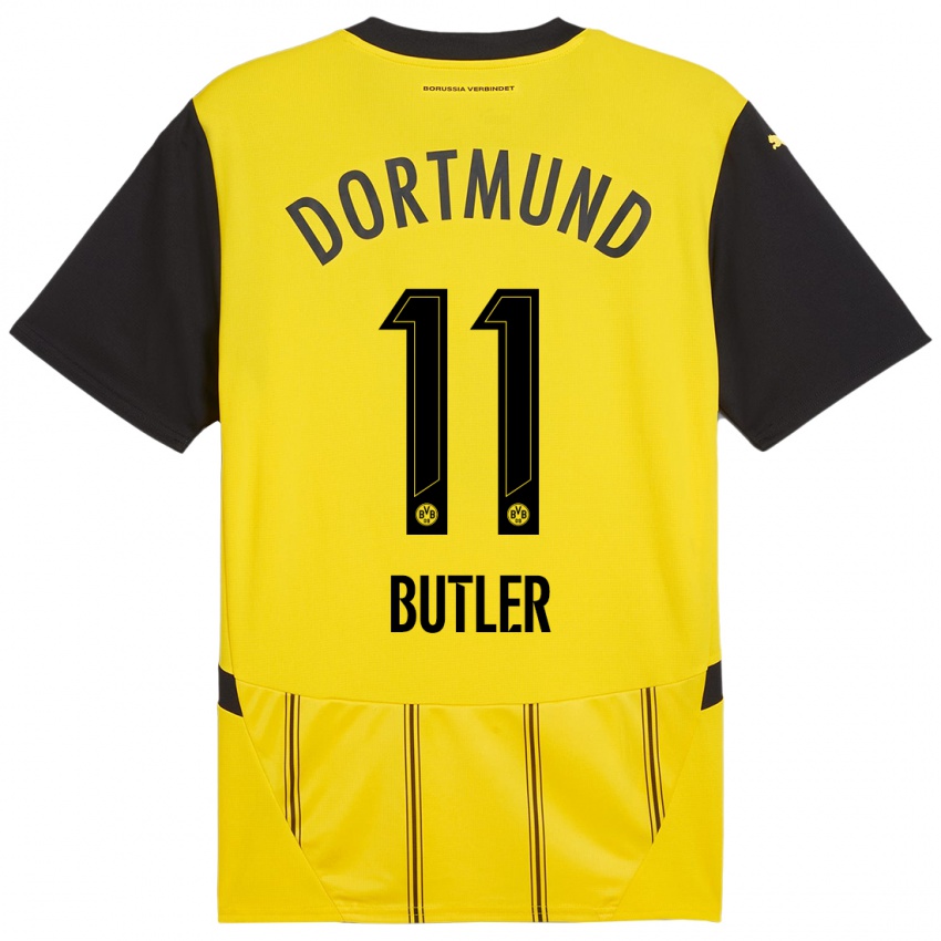 Gyermek Justin Butler #11 Sárga Fekete Hazai Jersey 2024/25 Mez Póló Ing