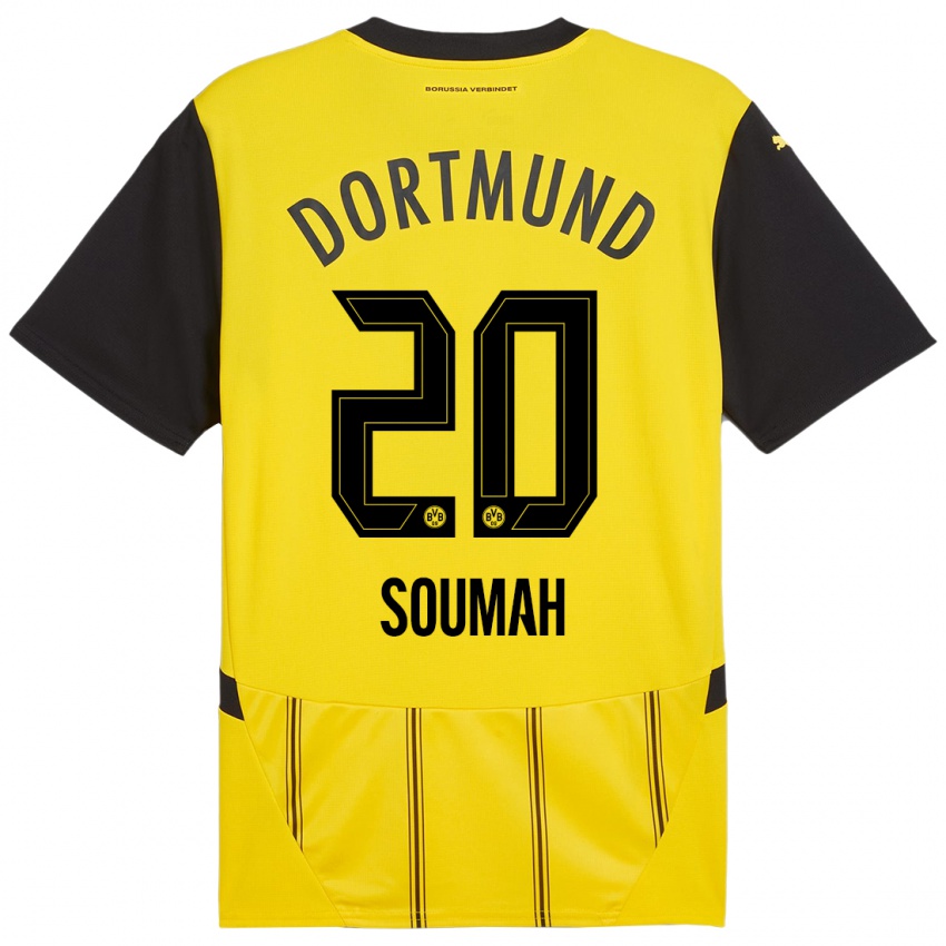 Gyermek Moussa Soumah #20 Sárga Fekete Hazai Jersey 2024/25 Mez Póló Ing