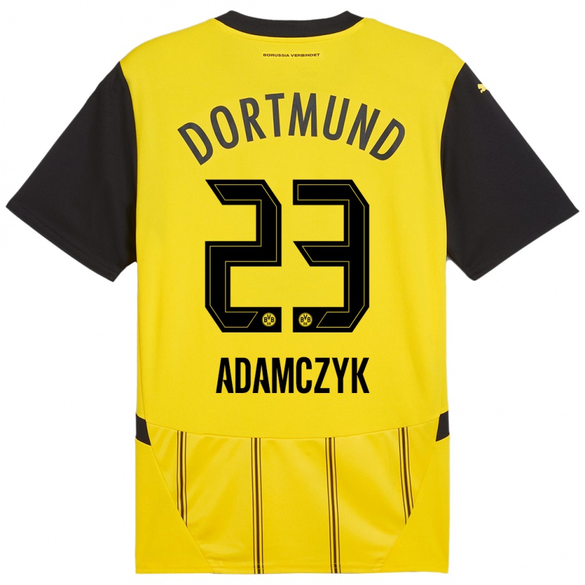 Gyermek Nico Adamczyk #23 Sárga Fekete Hazai Jersey 2024/25 Mez Póló Ing