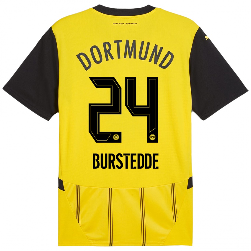 Gyermek Joshua Burstedde #24 Sárga Fekete Hazai Jersey 2024/25 Mez Póló Ing