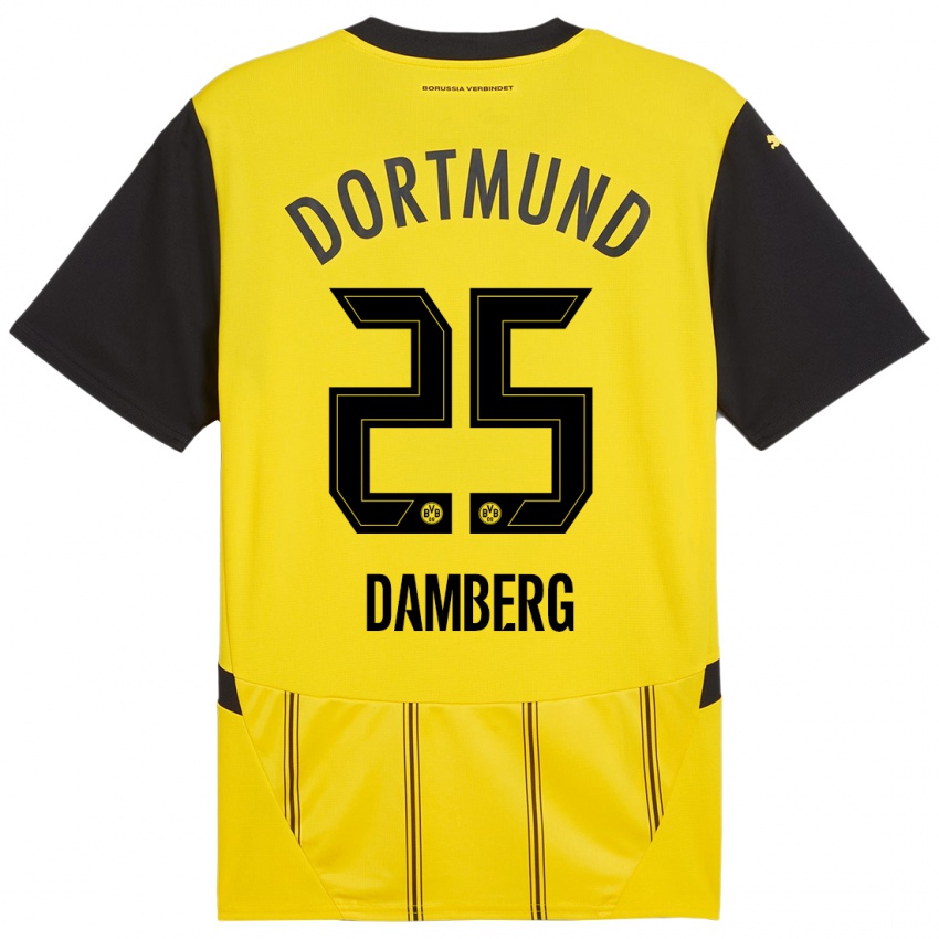 Gyermek Niclas Damberg #25 Sárga Fekete Hazai Jersey 2024/25 Mez Póló Ing