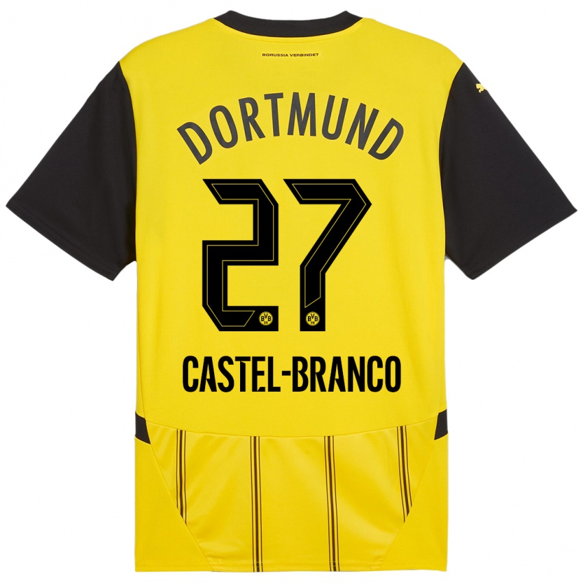 Gyermek Diego Castel-Branco #27 Sárga Fekete Hazai Jersey 2024/25 Mez Póló Ing