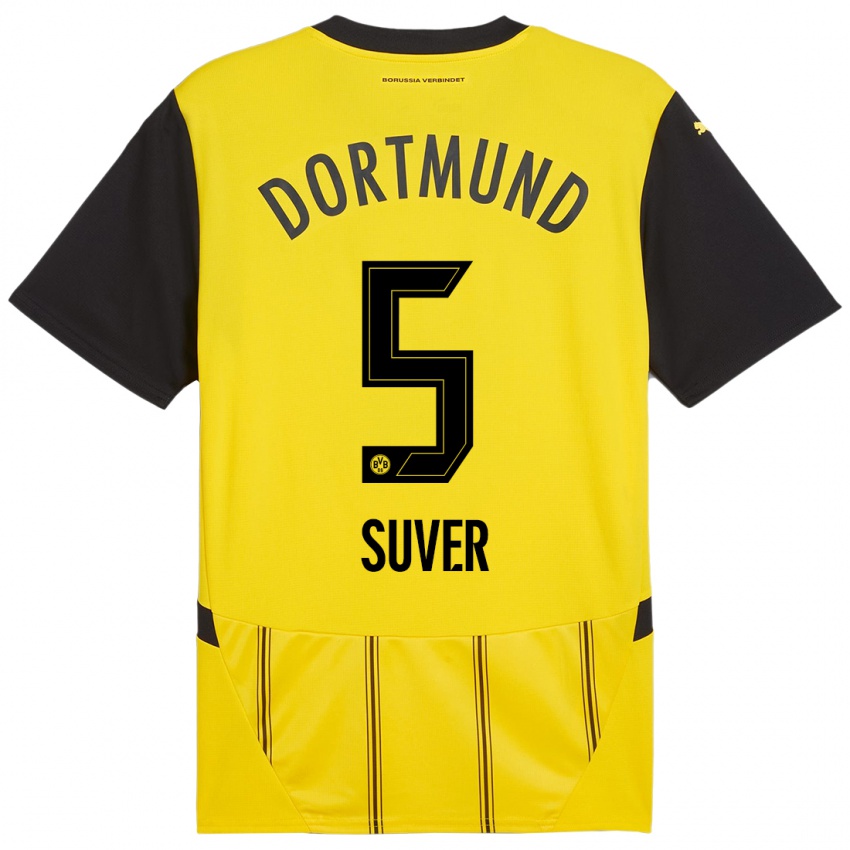 Gyermek Mario Suver #5 Sárga Fekete Hazai Jersey 2024/25 Mez Póló Ing