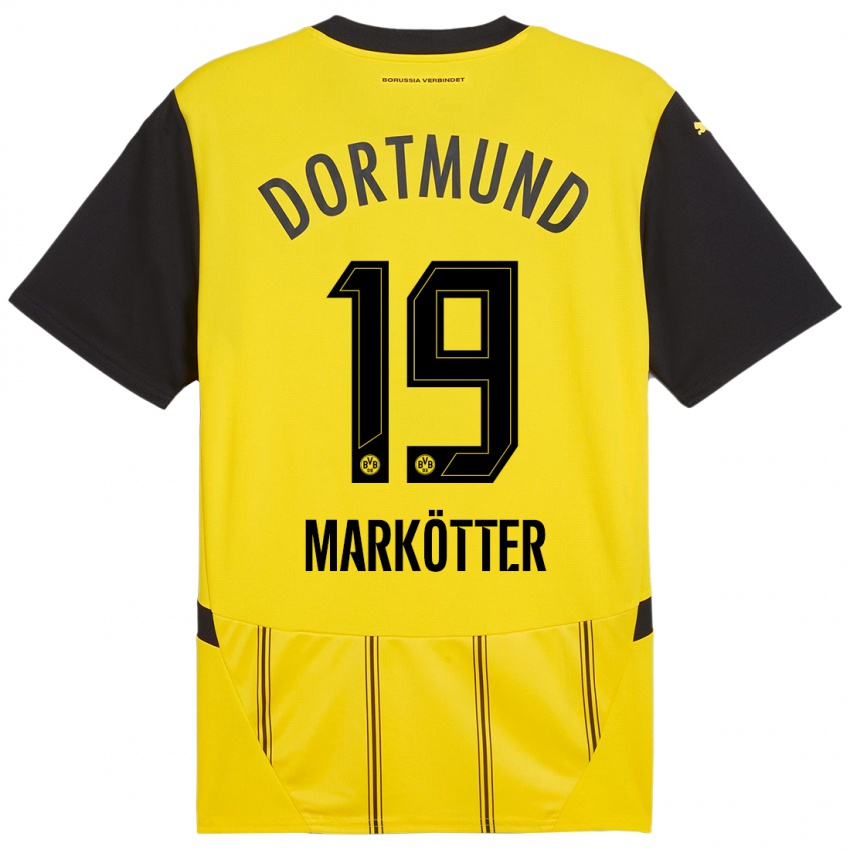 Gyermek Jonah Markötter #19 Sárga Fekete Hazai Jersey 2024/25 Mez Póló Ing