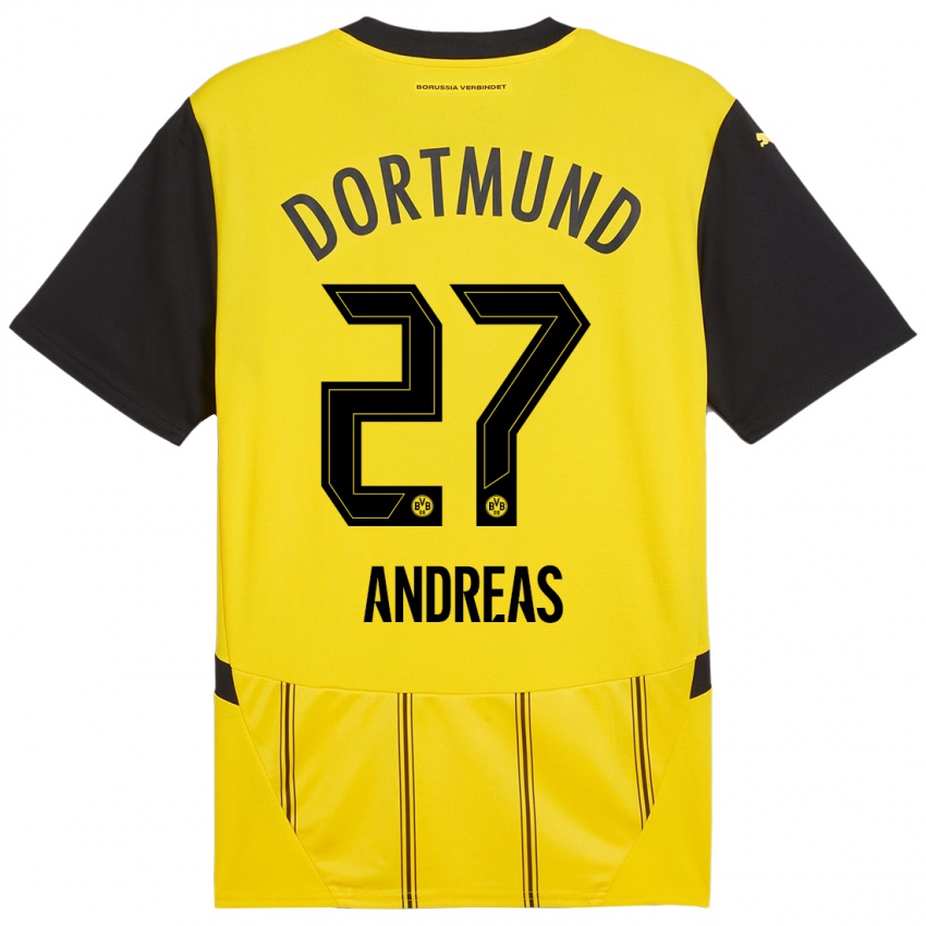 Gyermek Kuno Andreas #27 Sárga Fekete Hazai Jersey 2024/25 Mez Póló Ing