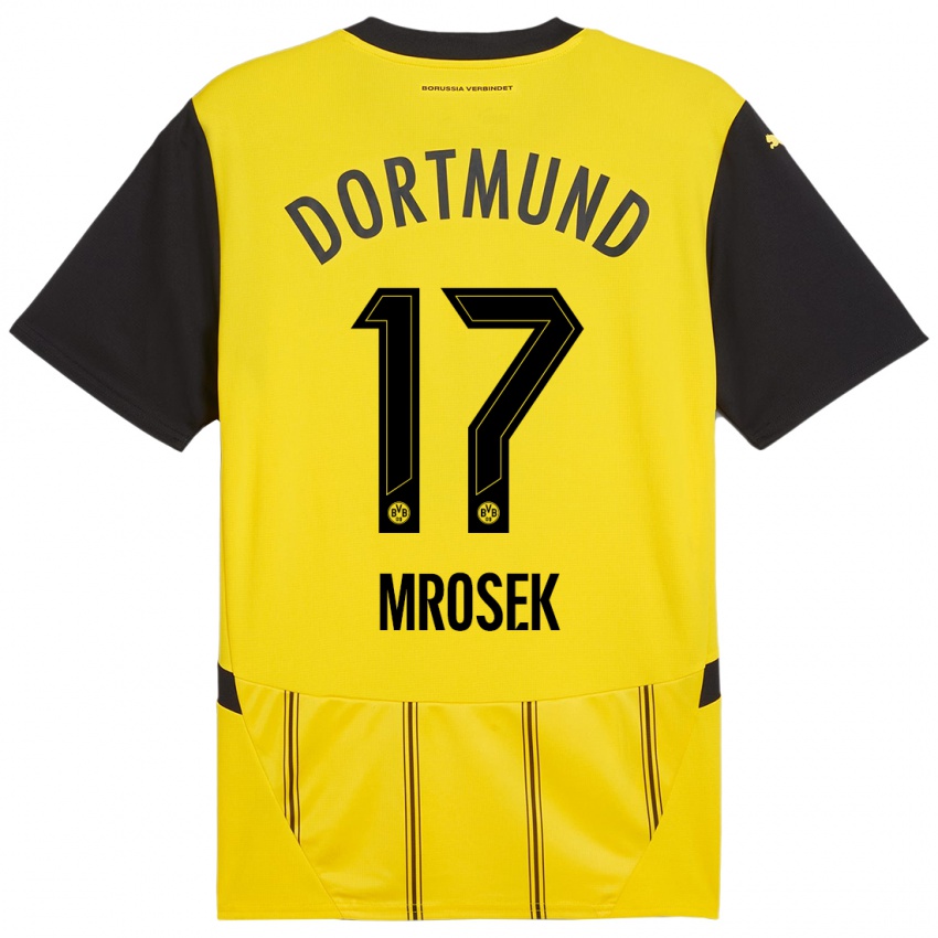 Gyermek Noah Mrosek #17 Sárga Fekete Hazai Jersey 2024/25 Mez Póló Ing