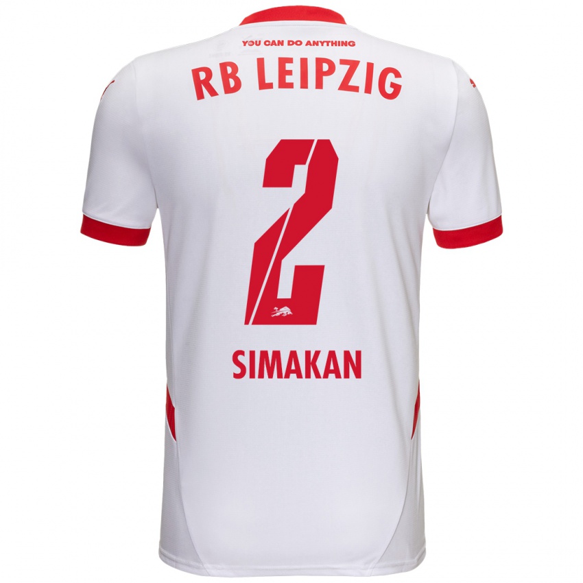 Gyermek Mohamed Simakan #2 Fehér Piros Hazai Jersey 2024/25 Mez Póló Ing