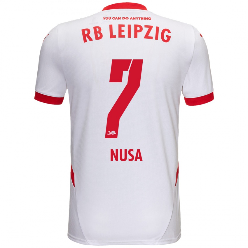 Gyermek Antonio Nusa #7 Fehér Piros Hazai Jersey 2024/25 Mez Póló Ing