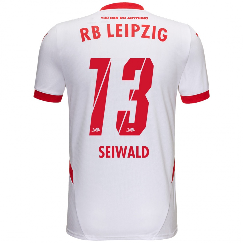 Gyermek Nicolas Seiwald #13 Fehér Piros Hazai Jersey 2024/25 Mez Póló Ing