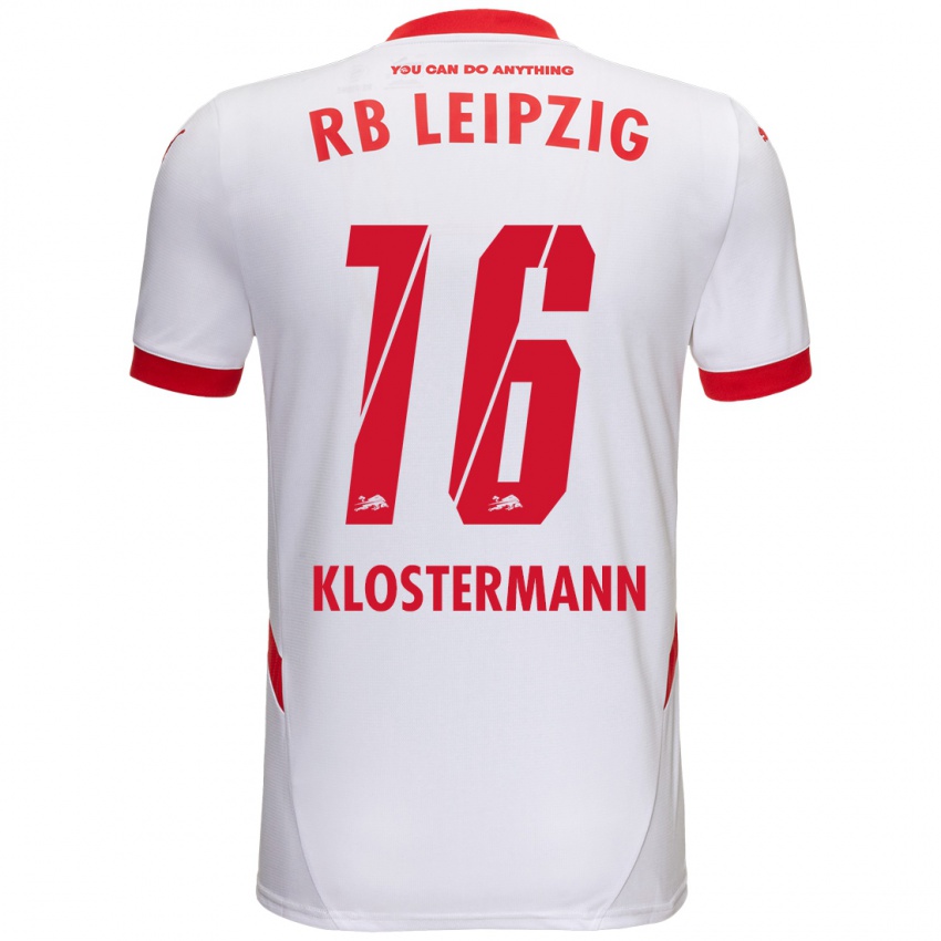 Gyermek Lukas Klostermann #16 Fehér Piros Hazai Jersey 2024/25 Mez Póló Ing