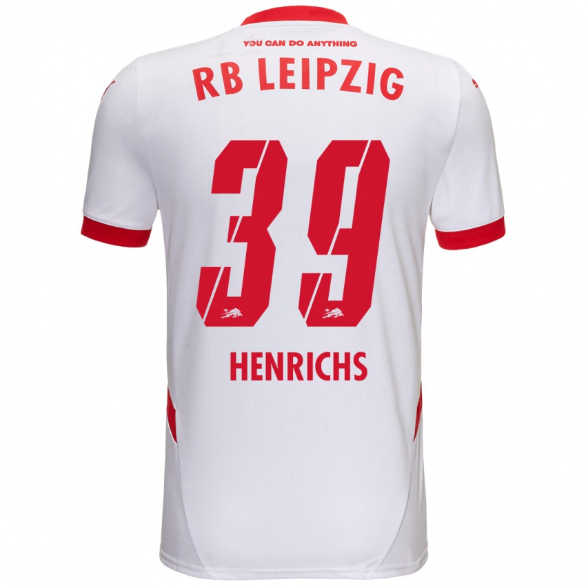 Gyermek Benjamin Henrichs #39 Fehér Piros Hazai Jersey 2024/25 Mez Póló Ing