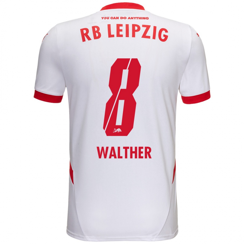 Gyermek Kofi Walther #8 Fehér Piros Hazai Jersey 2024/25 Mez Póló Ing