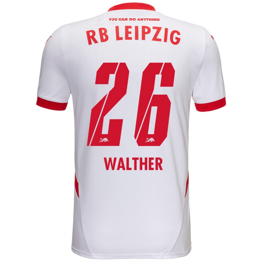 Gyermek Mika Walther #26 Fehér Piros Hazai Jersey 2024/25 Mez Póló Ing