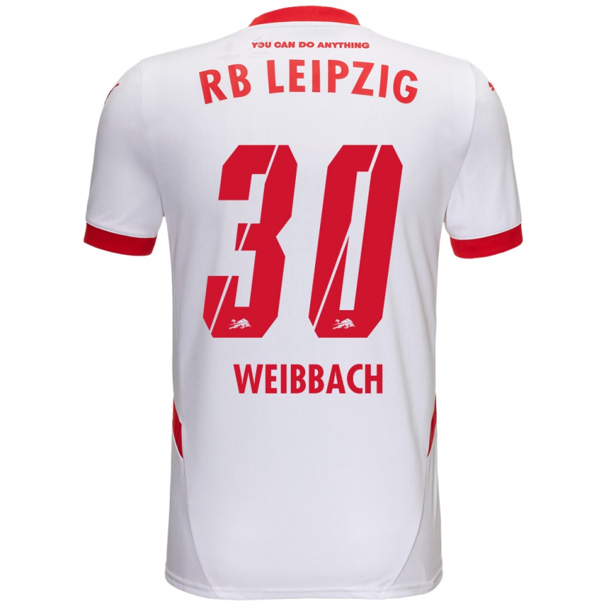 Gyermek Noah Weißbach #30 Fehér Piros Hazai Jersey 2024/25 Mez Póló Ing