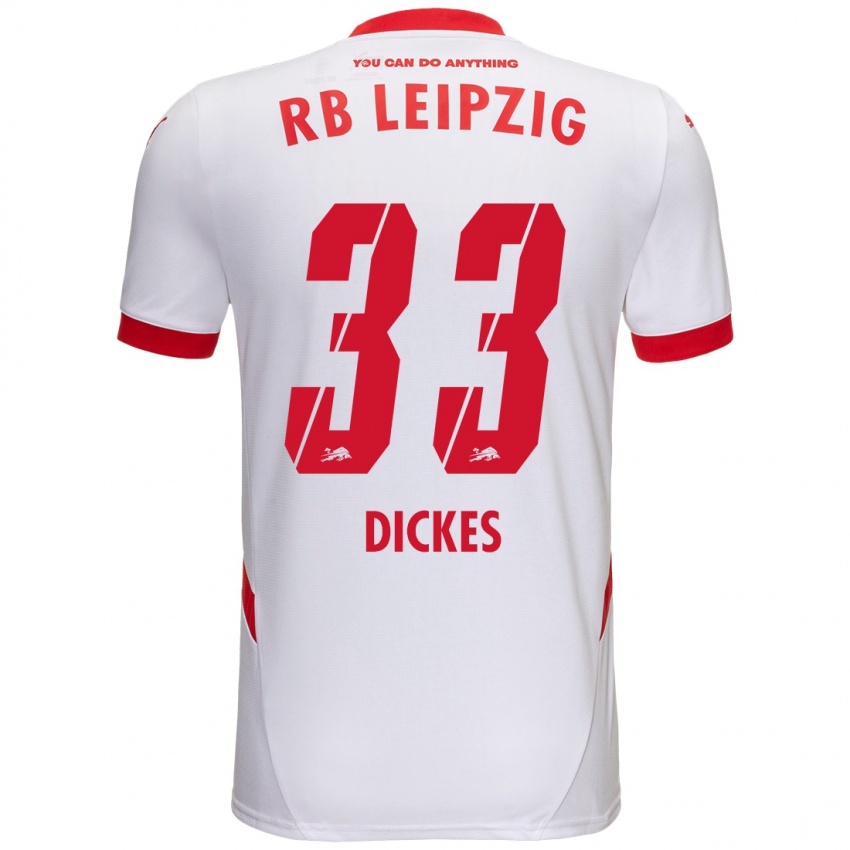 Gyermek Fernando Dickes #33 Fehér Piros Hazai Jersey 2024/25 Mez Póló Ing