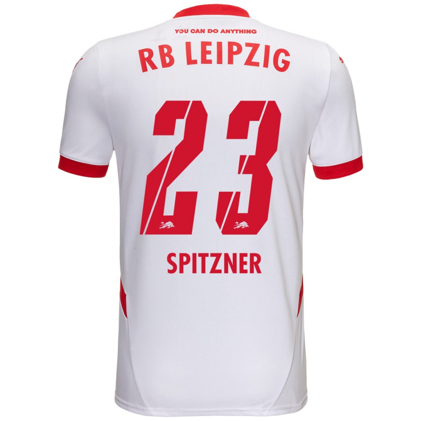 Gyermek Kyra Spitzner #23 Fehér Piros Hazai Jersey 2024/25 Mez Póló Ing