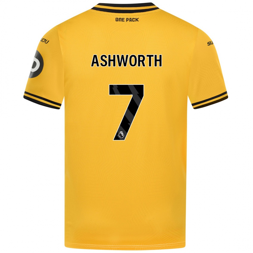 Gyermek Fin Ashworth #7 Sárga Hazai Jersey 2024/25 Mez Póló Ing