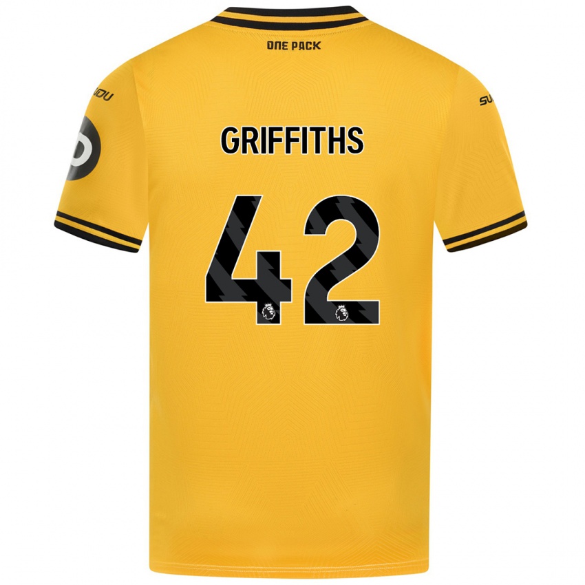 Gyermek Harvey Griffiths #42 Sárga Hazai Jersey 2024/25 Mez Póló Ing