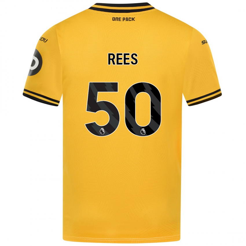 Gyermek Mason Rees #50 Sárga Hazai Jersey 2024/25 Mez Póló Ing