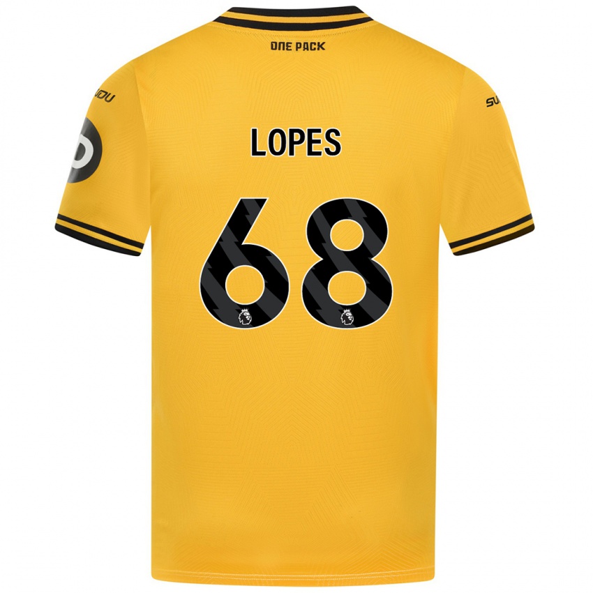 Gyermek Leo Lopes #68 Sárga Hazai Jersey 2024/25 Mez Póló Ing